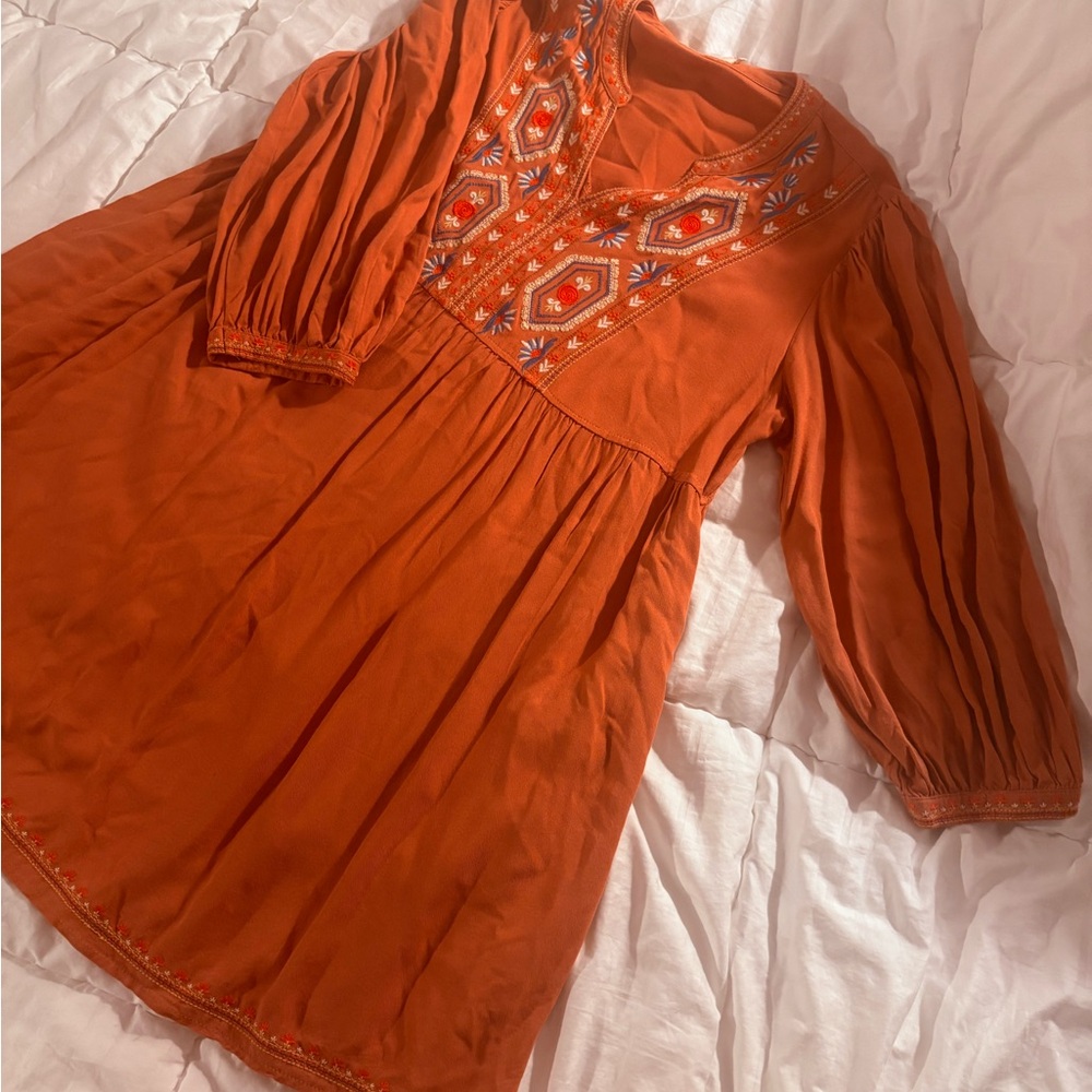 Embroidered Orange Dress